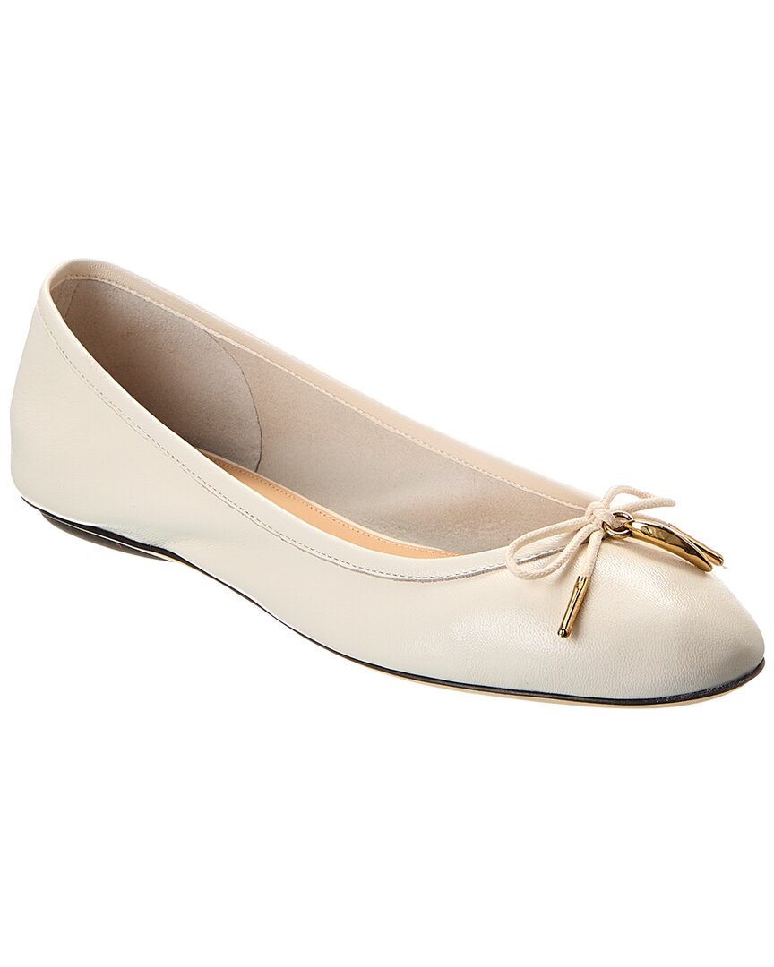 Chloé Womens Bone Iris Ballerina Leather Flats Eur 39 / 6 Uk In Yellow