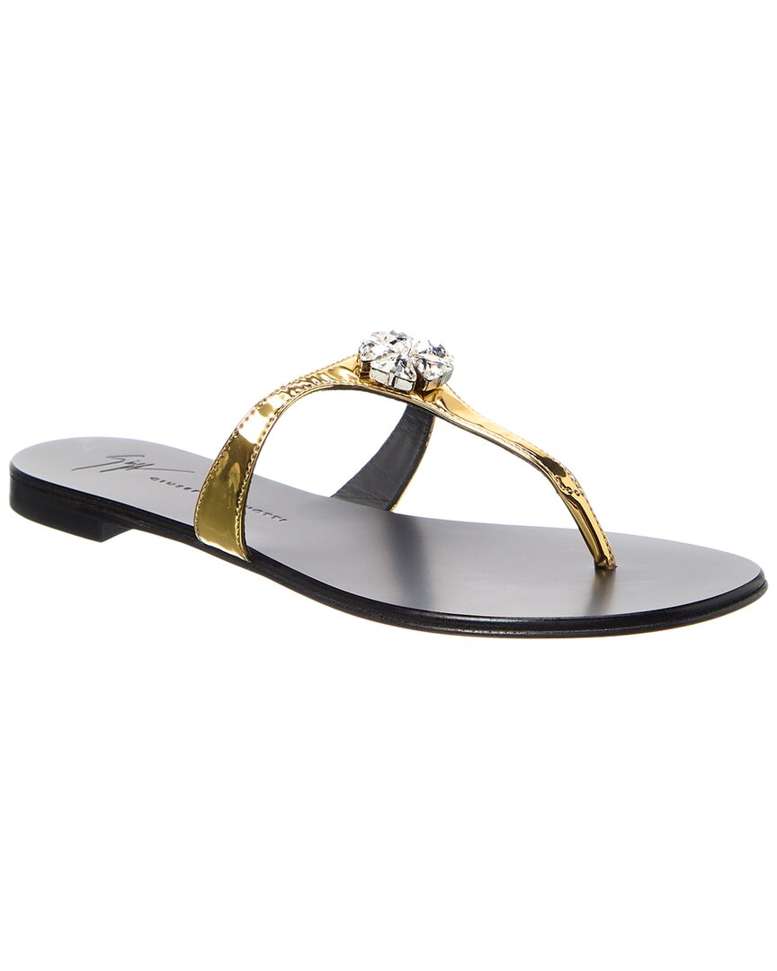 Giuseppe Zanotti Brionne Crystal-embellished Metallic Flat Sandals