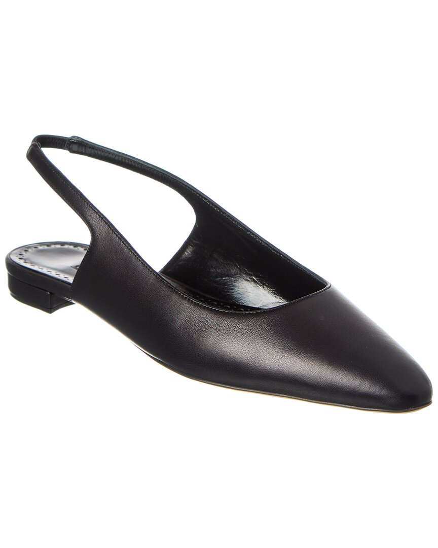 Manolo Blahnik Sawra Leather Slingback Flat In Black