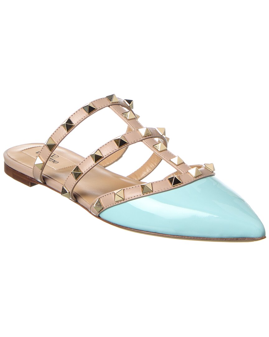 Valentino Rockstud Caged Patent Flat In Blue