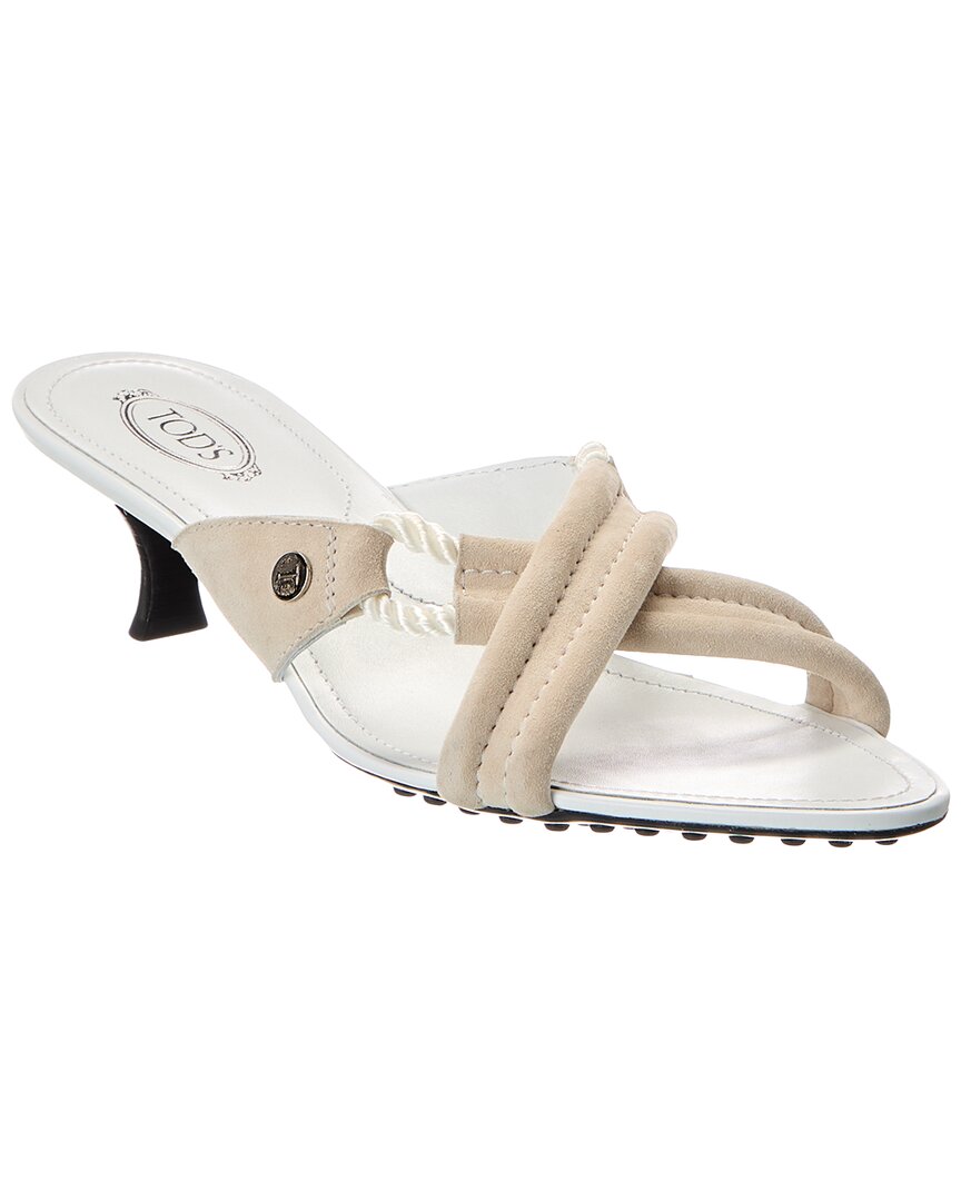 Tod's Suede Sandal In White