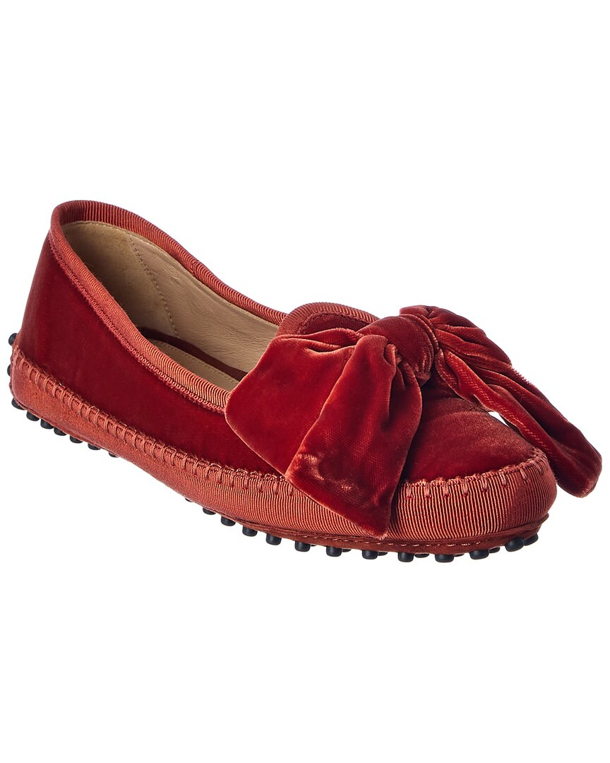 Tod's Bow-embellished Velvet Loafers