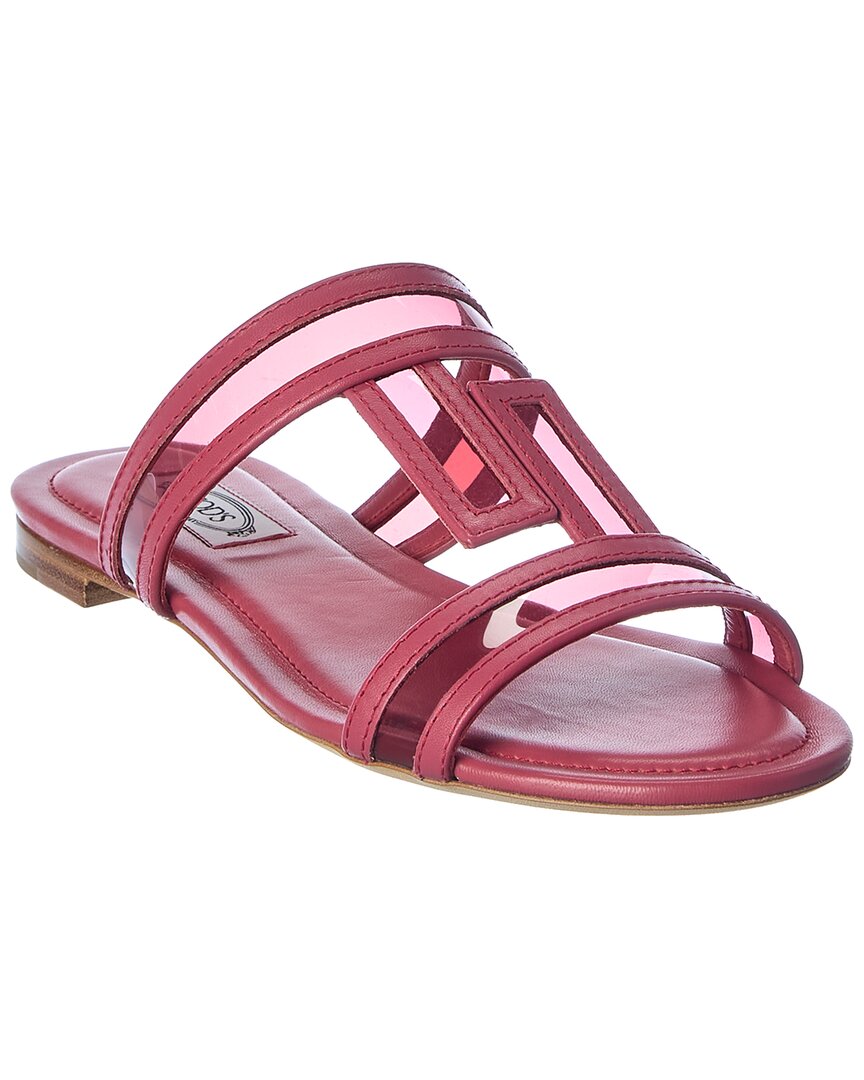 Tod's Logo Leather Sandal In Pink