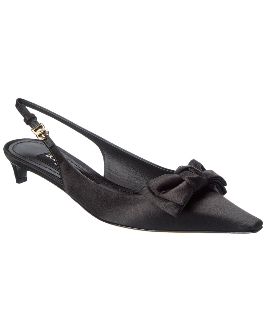 Dolce & Gabbana Satin Slingback Pumps In Black