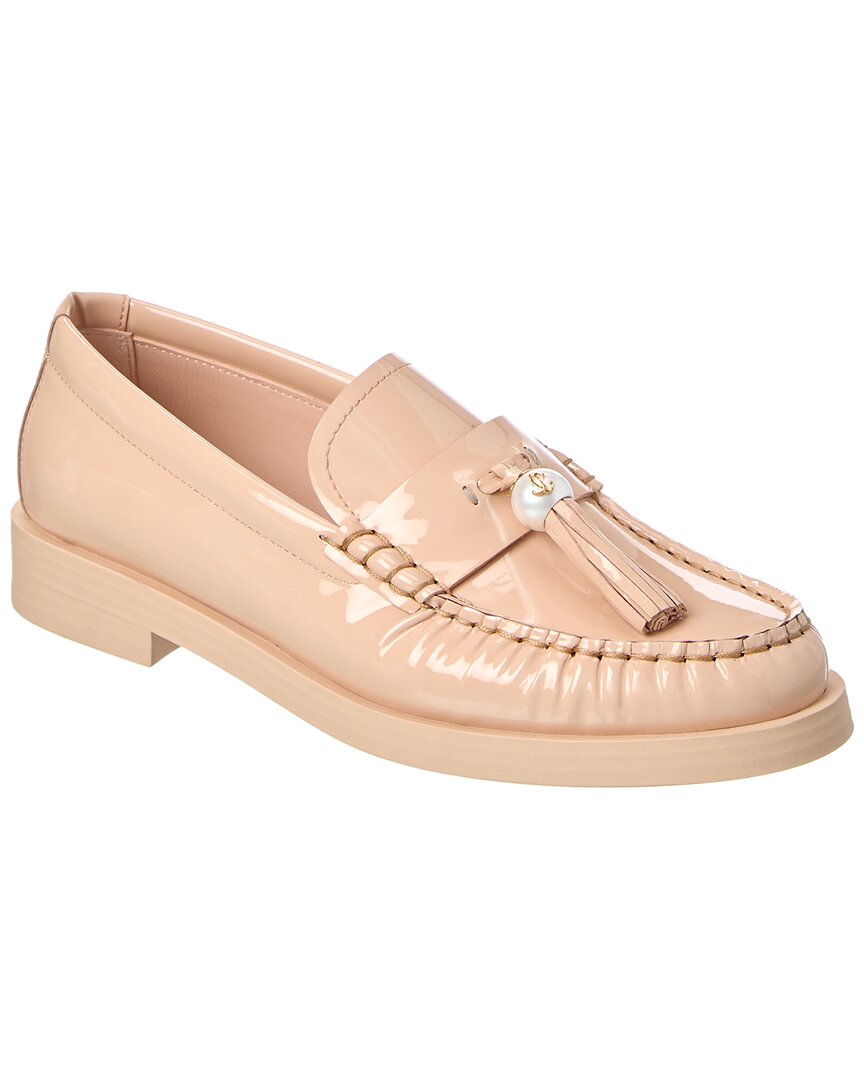 Jimmy Choo Addie Embellished Patent Leather Loafers In Pink