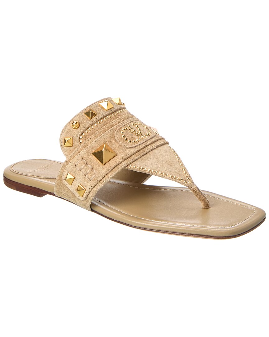 サンダル・ミュール VALENTINO Brown suede Plaster Caster thong slippers Plaster Caster studded suede thong sandals in brown