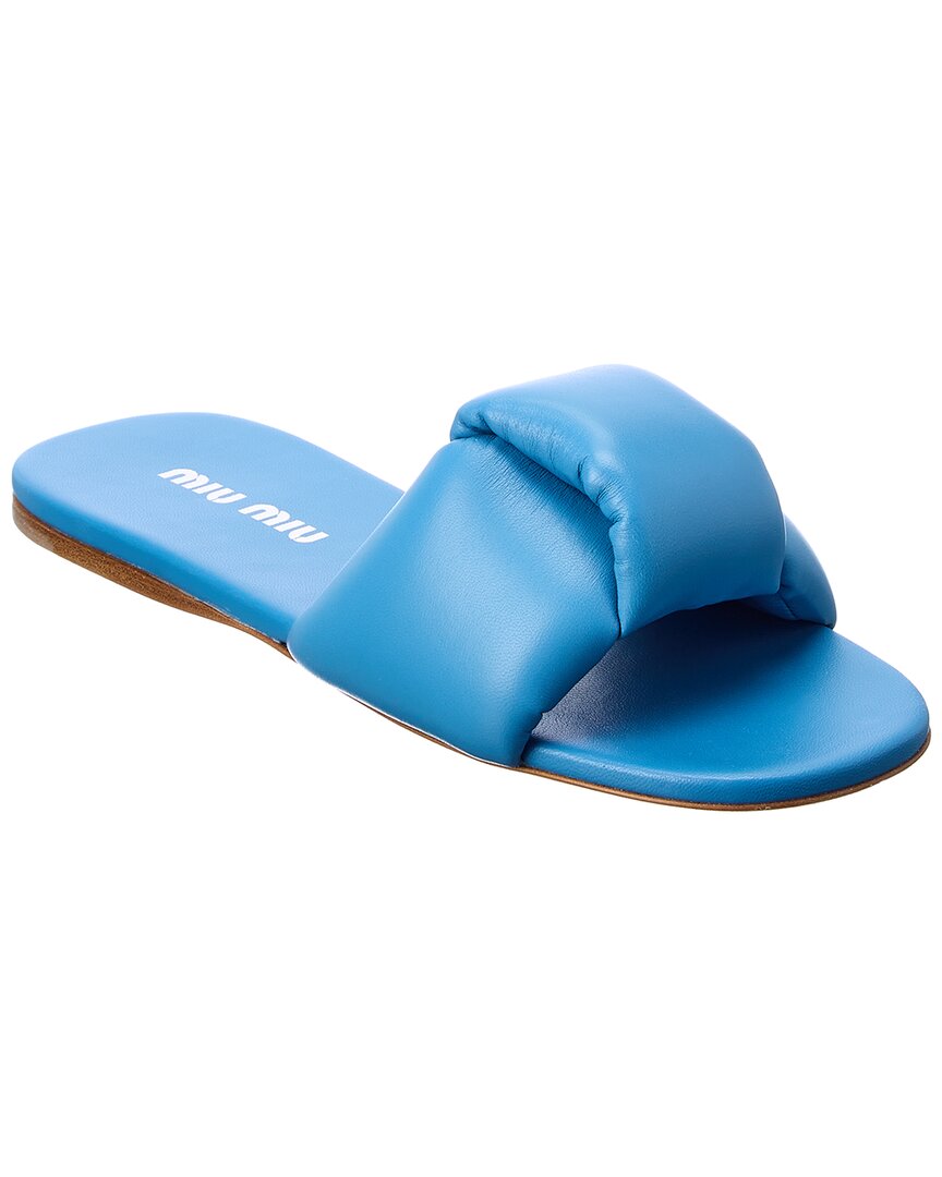 Miu Miu Leather Sandal In Blue