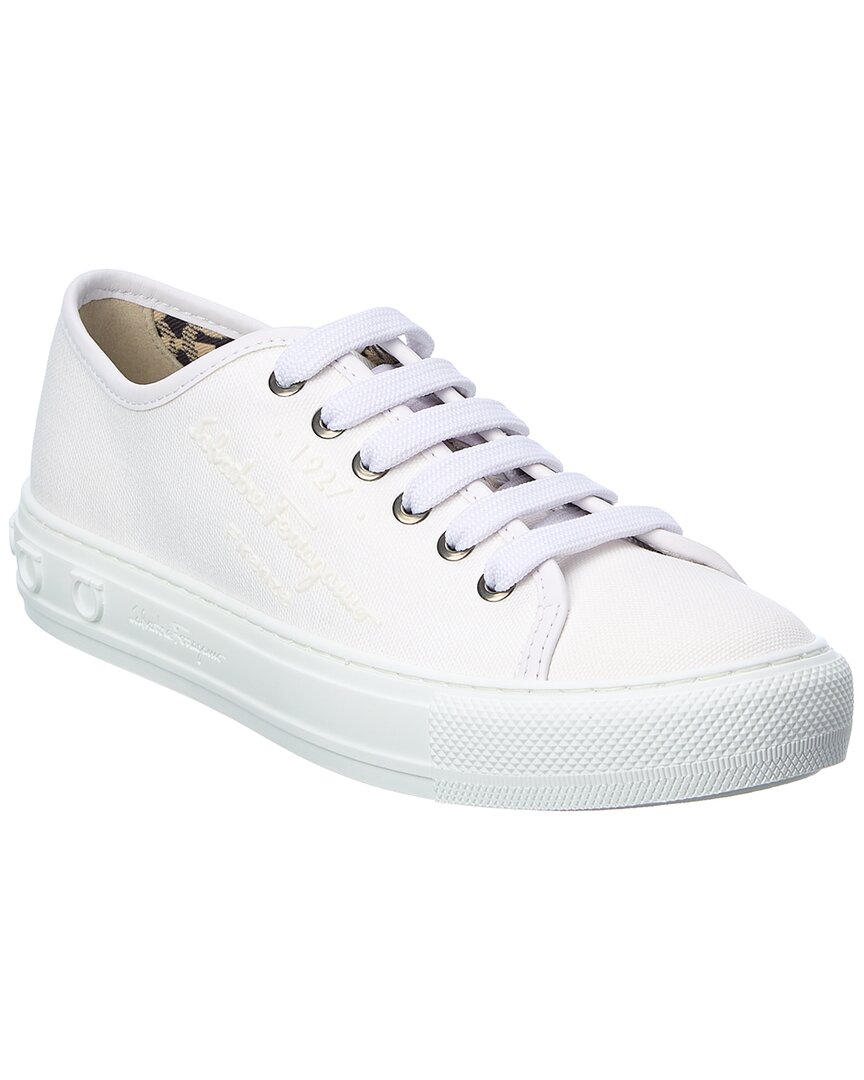 Shop Ferragamo Mediterr Eco Canvas Sneaker In White