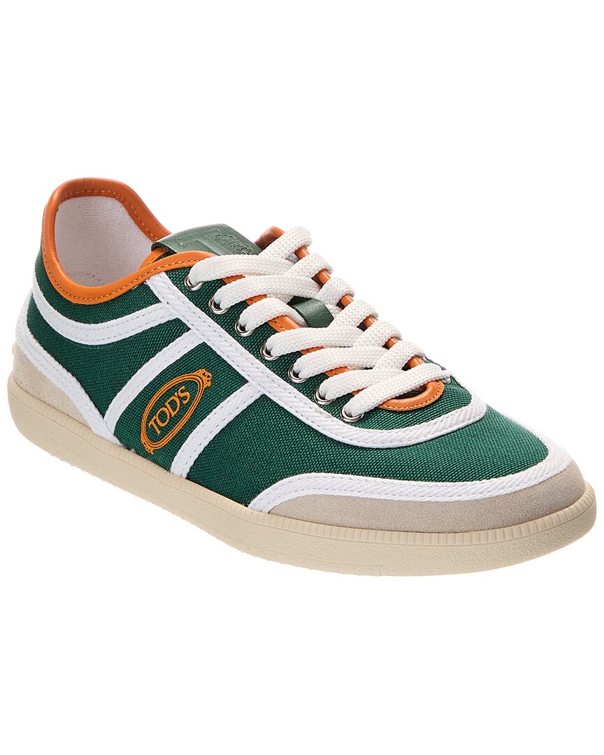 Tod's Cassette Canvas & Leather Sneaker In Green
