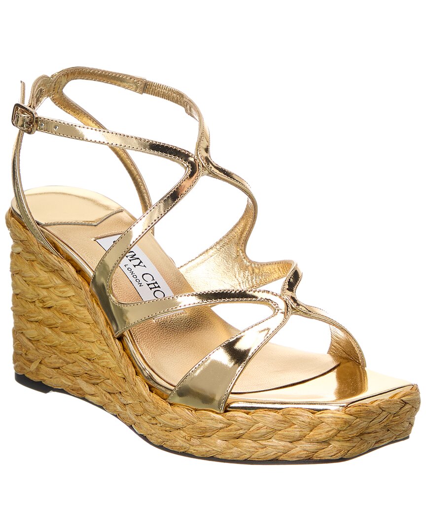 Jimmy Choo Ayla 110 Wedge Sandals In Gold