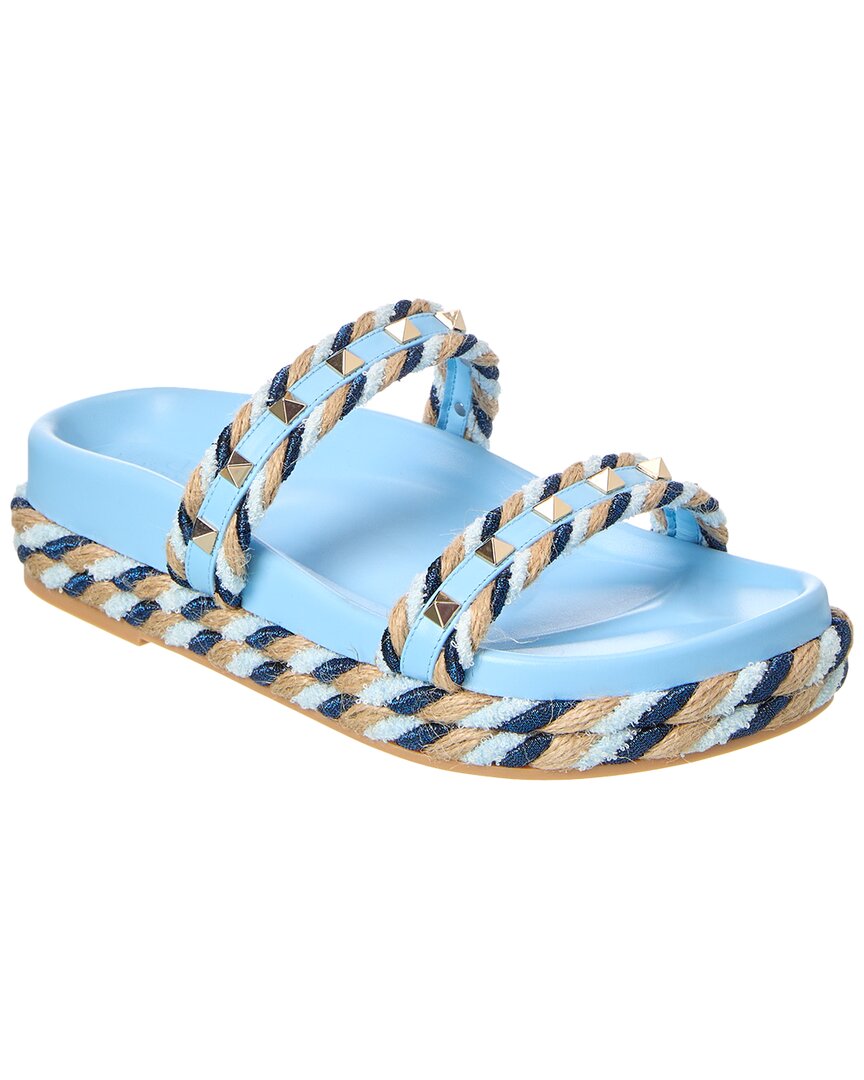 Valentino Sandalen Rockstud Torchon Mit Leder In Blue