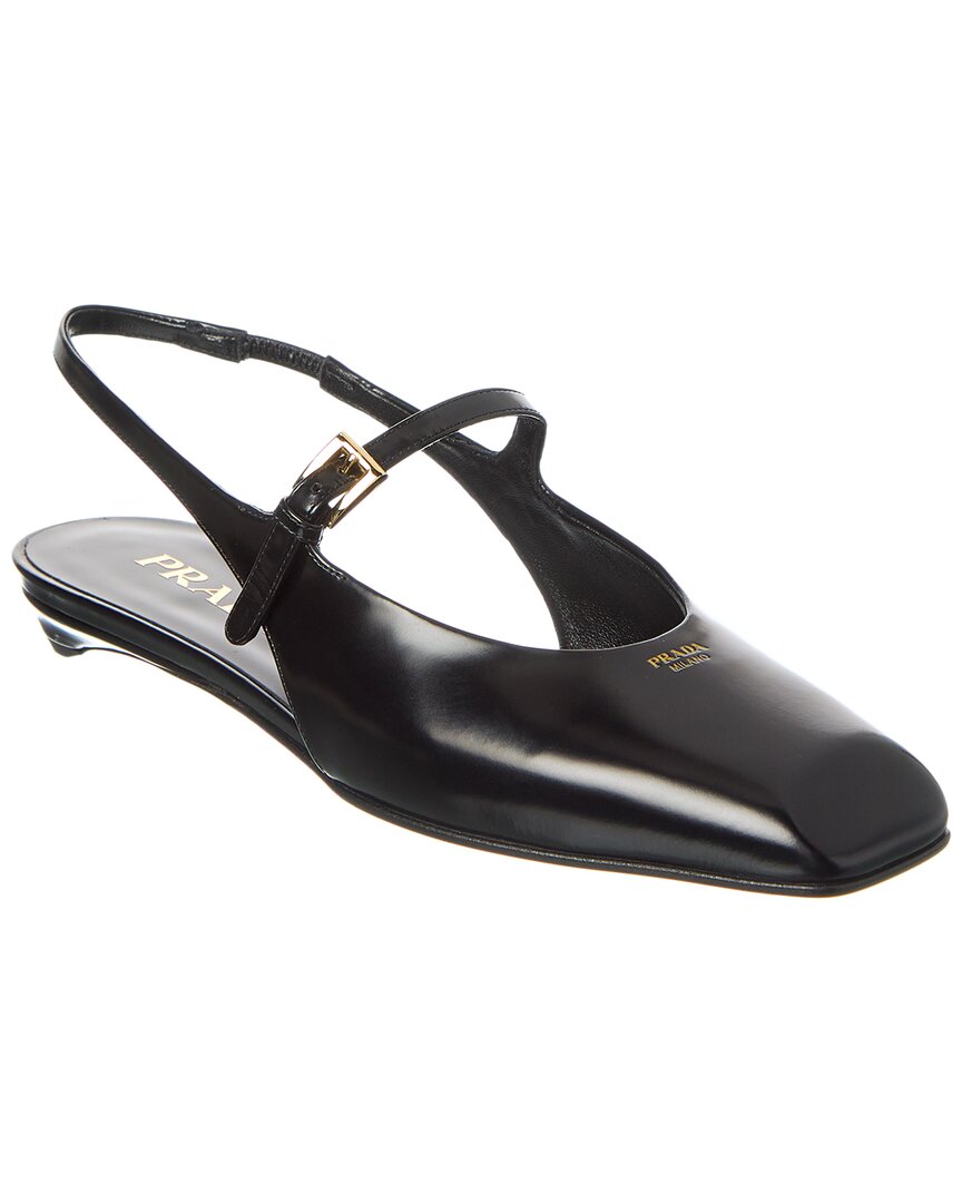 PRADA PRADA MARY JANE LEATHER SLINGBACK BALLERINA FLAT
