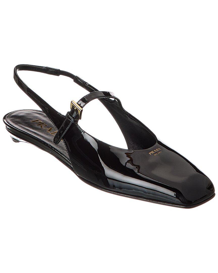 PRADA PRADA MARY JANE PATENT POINTY-TOE SLINGBACK BALLERINA FLAT