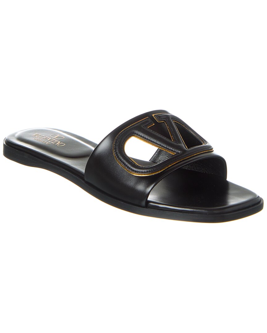 Valentino Vlogo Cutout Leather Sandal In Black
