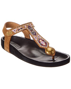 Isabel Marant Enore Embroidered Suede Sandal