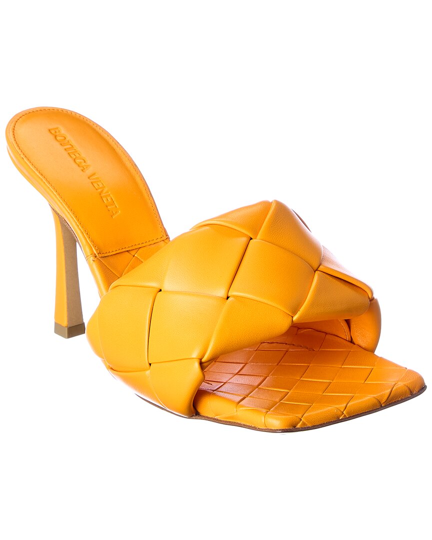Shop Bottega Veneta The Lido Intrecciato Leather Sandal In Orange