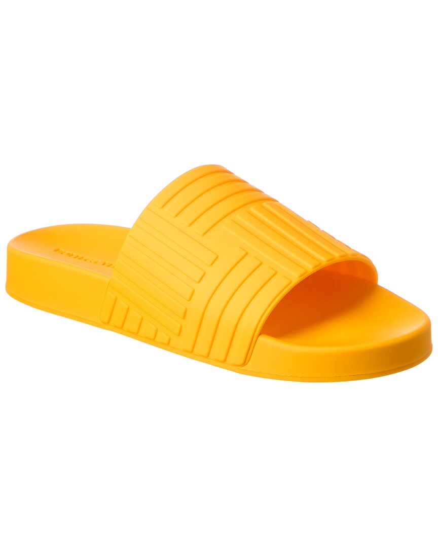 Bottega Veneta Embossed Rubber Slides In Orange