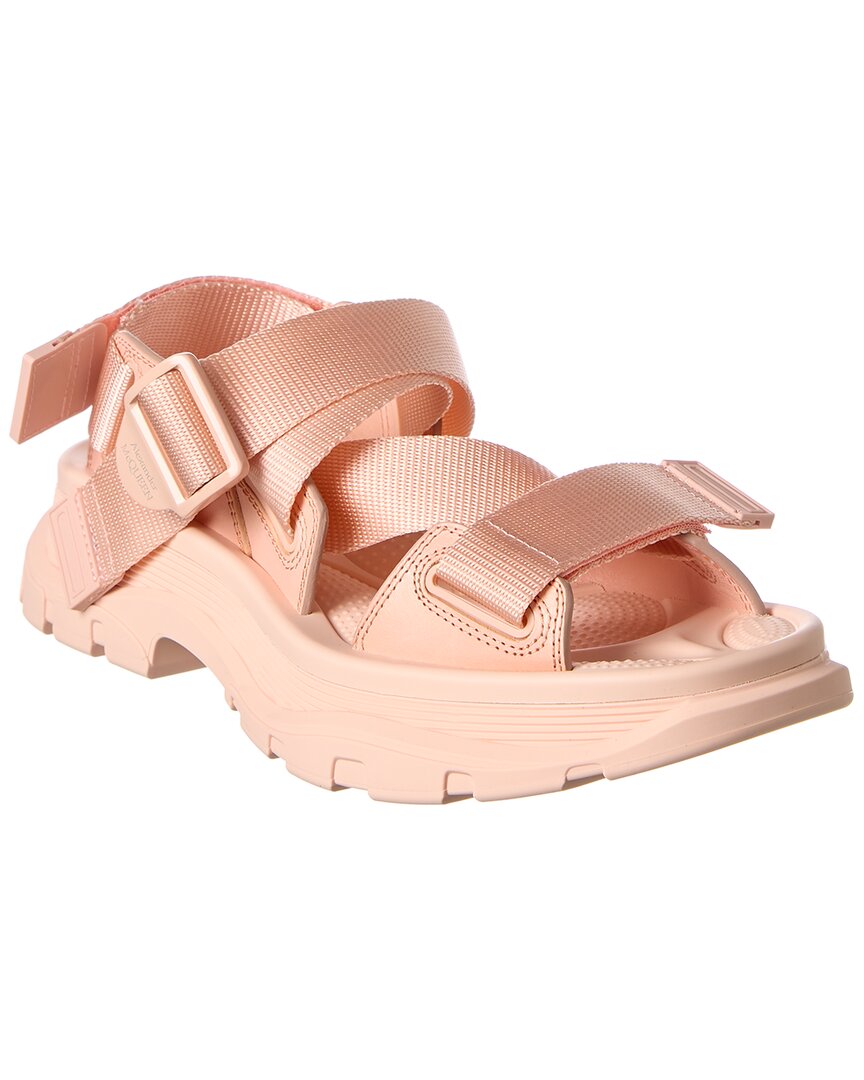 Alexander Mcqueen Tread Leather Sandal In Silver