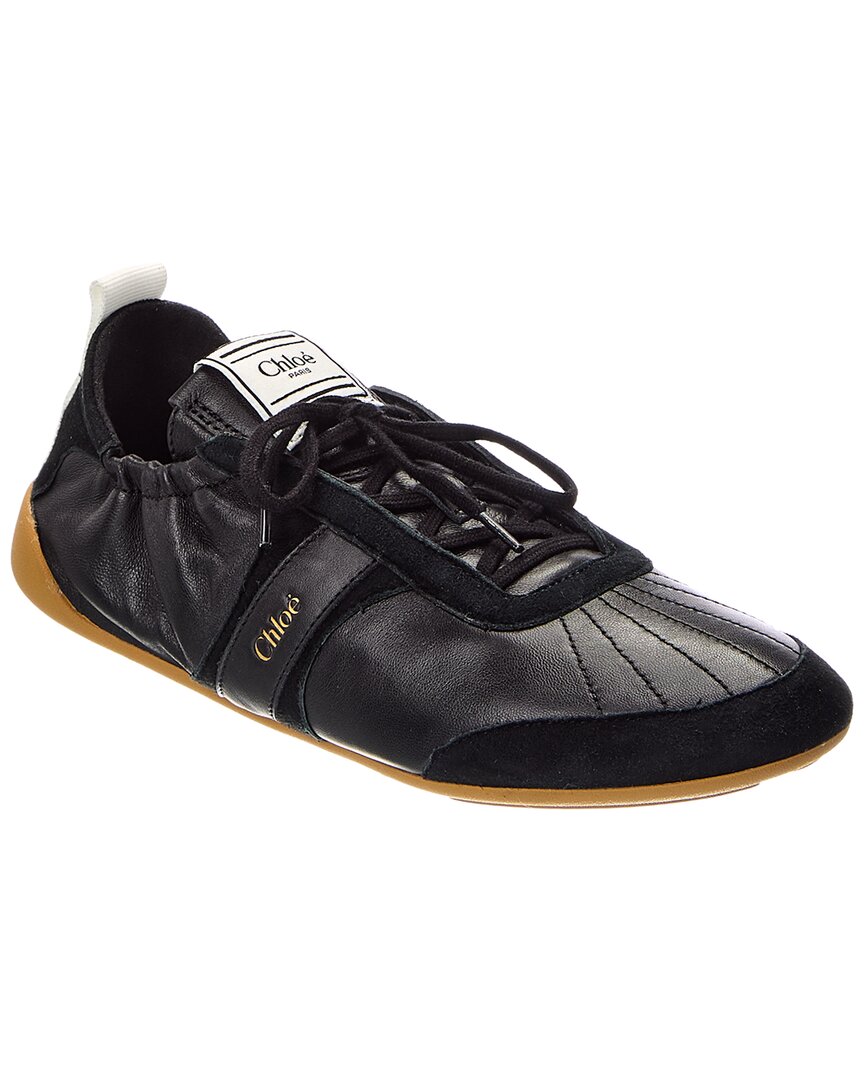 Chloé Kick Leather & Suede Sneaker In Black