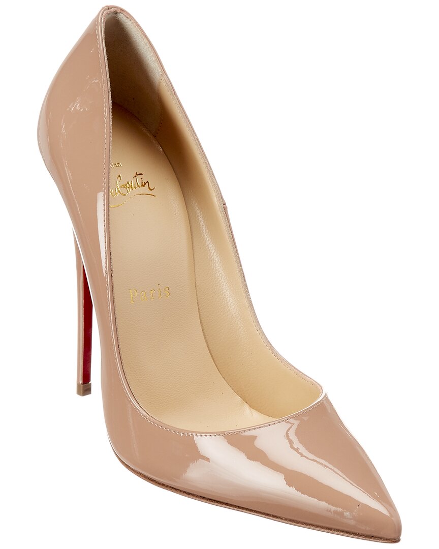 Shop Christian Louboutin So Kate 120 Patent Pump In Beige