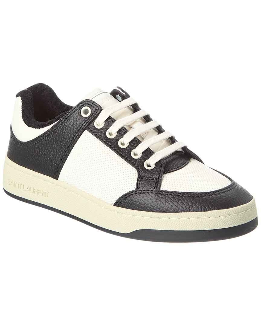 Shop Saint Laurent Sl/61 Leather Sneaker In Black