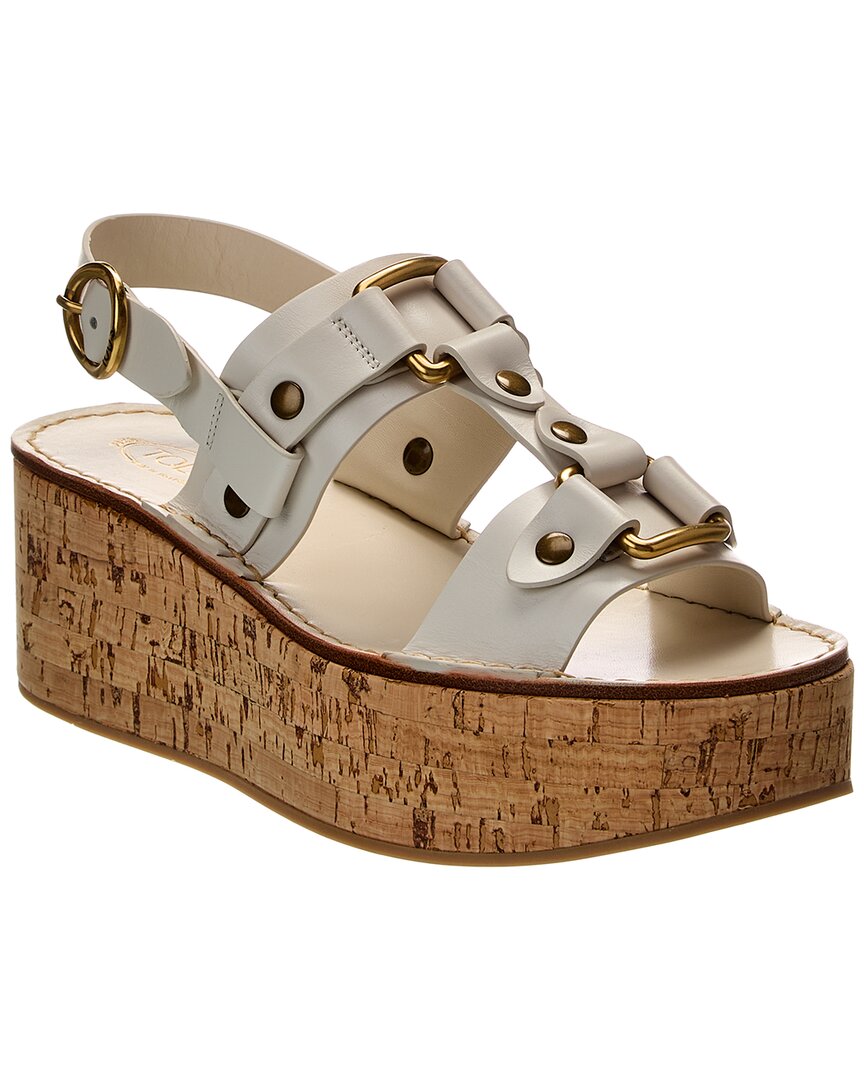 Tod's Tods Logo Leather Wedge Sandal