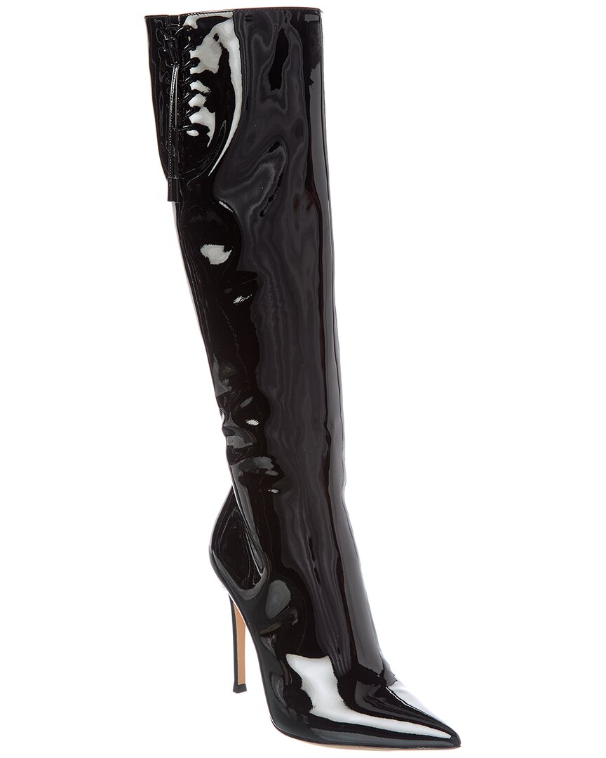 Gianvito Rossi Avril 105 Patent Knee-high Boot In Black