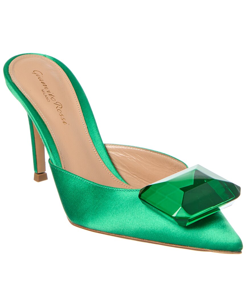 Gianvito Rossi Jaipur Satin & Leather Mule In Green