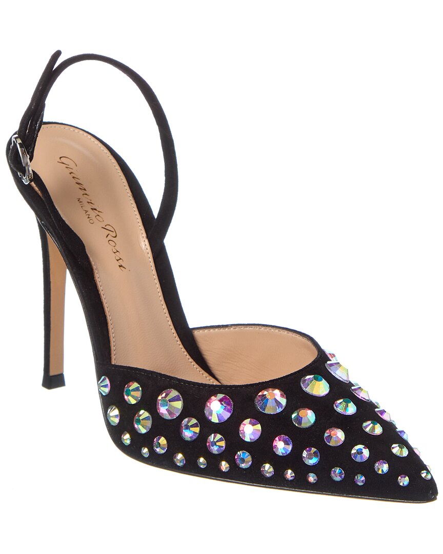 Gianvito Rossi Spectra 105 Slingback Pumps In Suede Leather In Black