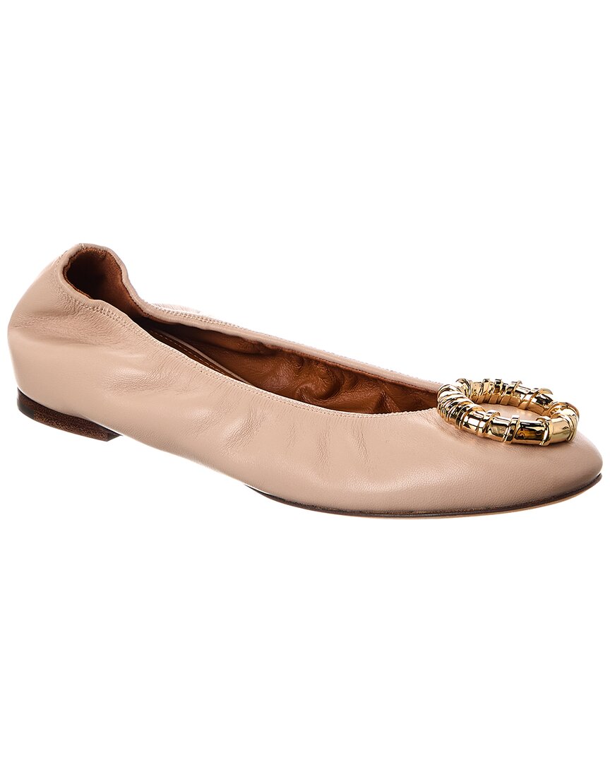 Lanvin Avec Melodie Leather Ballerina Flat