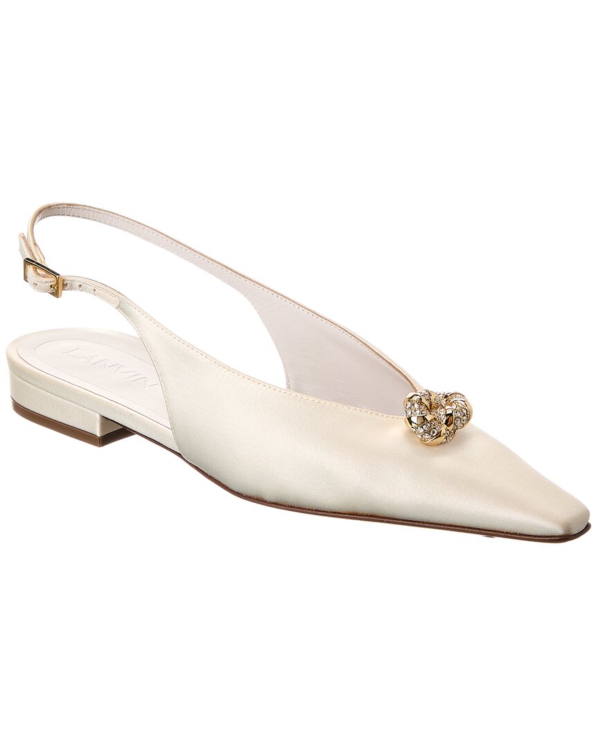 Lanvin Satin Slingback Flat In White