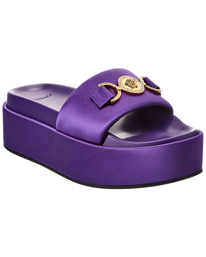 Shop Versace '95 Satin Platform Sandal In Purple