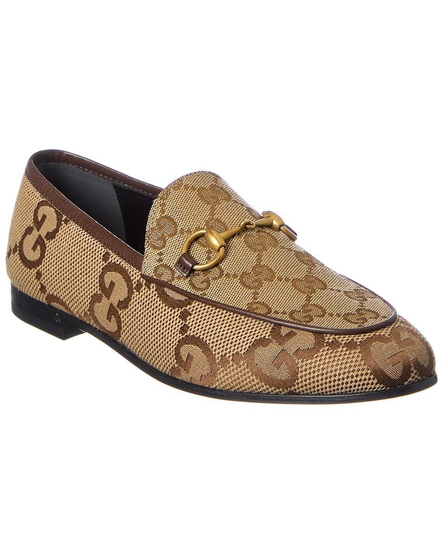 Shop Gucci Jordaan Maxi Gg Canvas Loafer In Brown