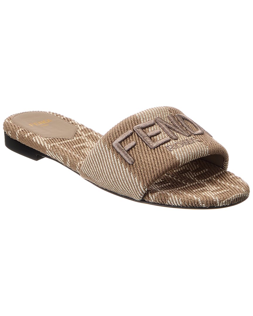 サンダル・ミュール FENDI Fendi Sandals Women Net Transparent/Grey Fendi Fold Metallic Leather Slide Sandals | Saks Fifth Avenue