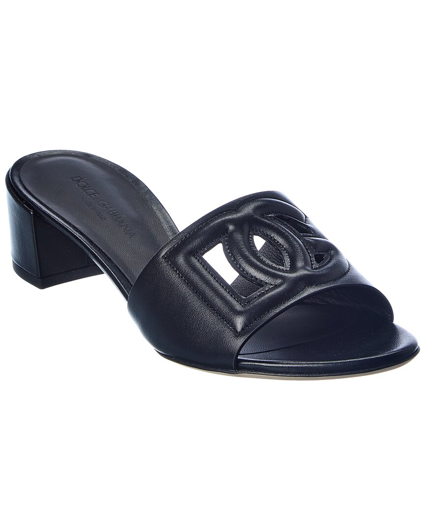 Shop Dolce & Gabbana Dg Logo Leather Sandal In Black