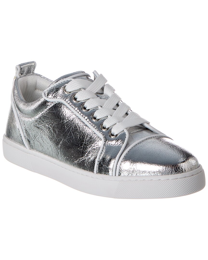 Christian Louboutin Louise Orlato Metallic Red Sole Sneakers In Silver