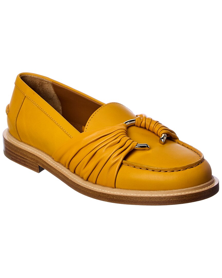 Shop Chloé C Leather Loafer In Yellow