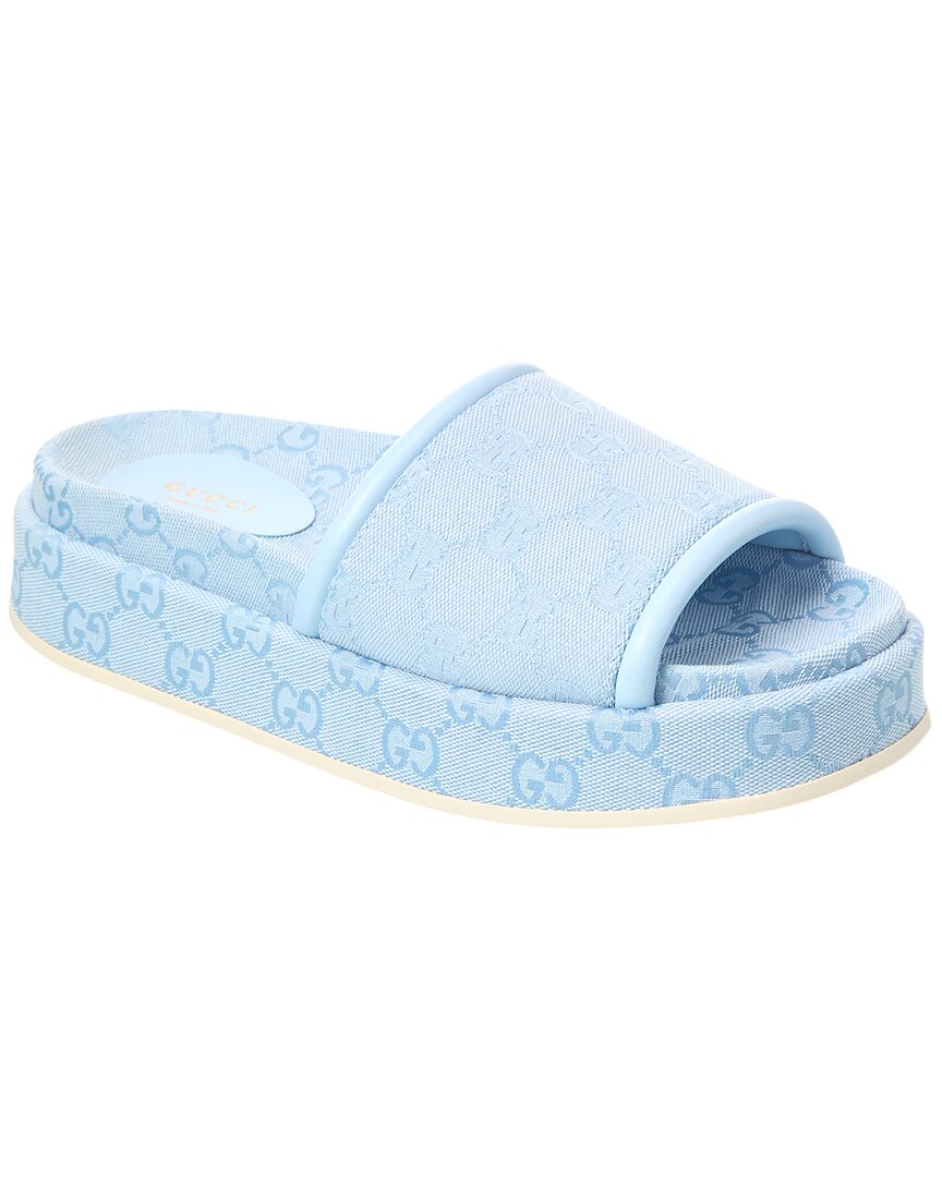 Gucci Gg Thick Sole Slippers In Blue