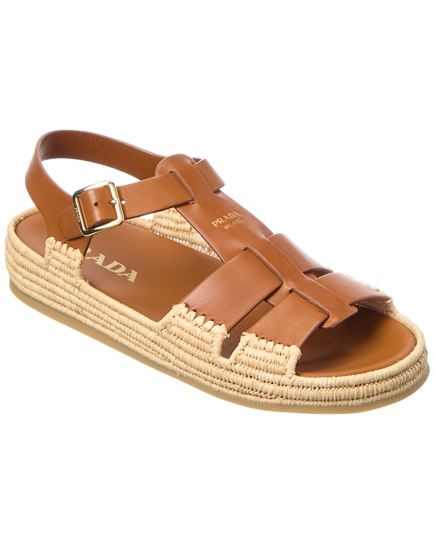 Prada Logo Leather Sandal