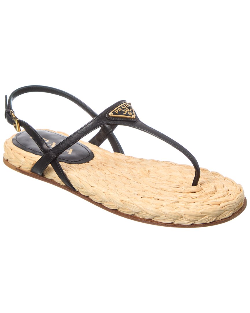 Prada Logo Leather Sandal