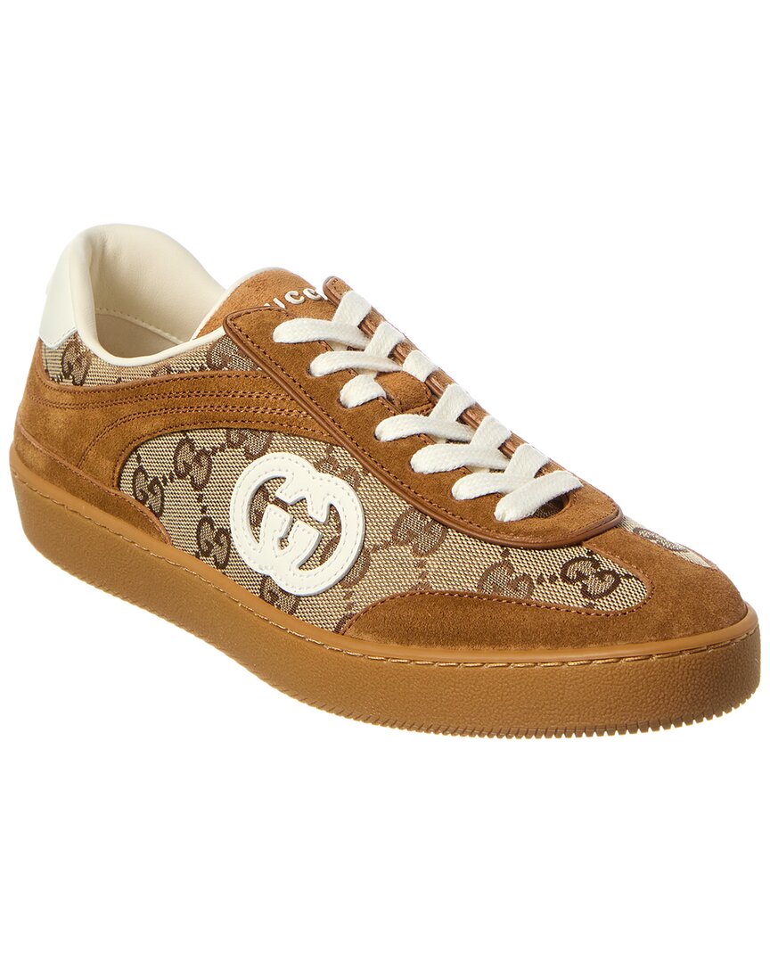 Gucci G75 Gg Canvas & Suede Sneaker