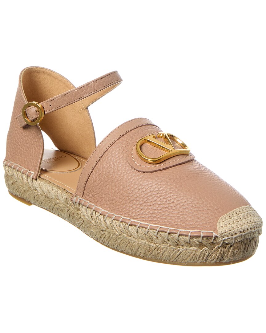 Valentino Garavani Valentino Vlogo Signature Grainy Leather Espadrille
