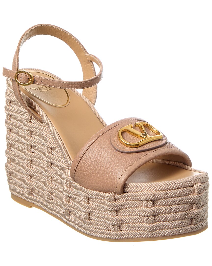 Valentino Garavani Valentino Vlogo Signature 120 Grainy Leather Wedge Sandal