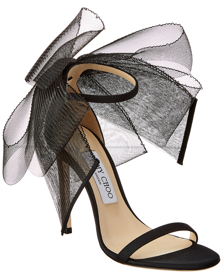 Jimmy Choo Aveline 100 Tulle-trimmed Sandals In Black