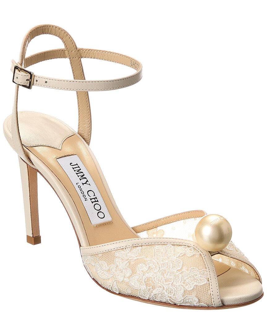 Jimmy Choo Sacora 85 Lace & Leather Sandal