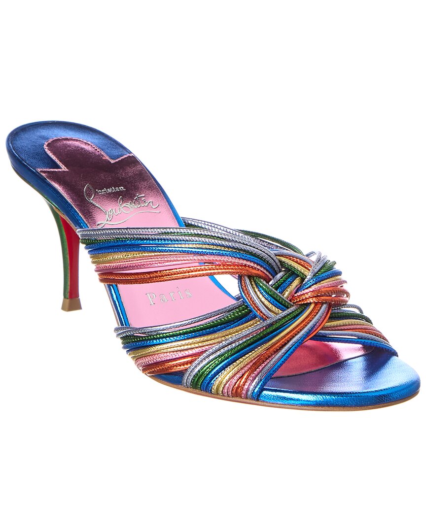 Christian Louboutin Multitaski 70 Slipper-mule In Multicolor Leather In Blue