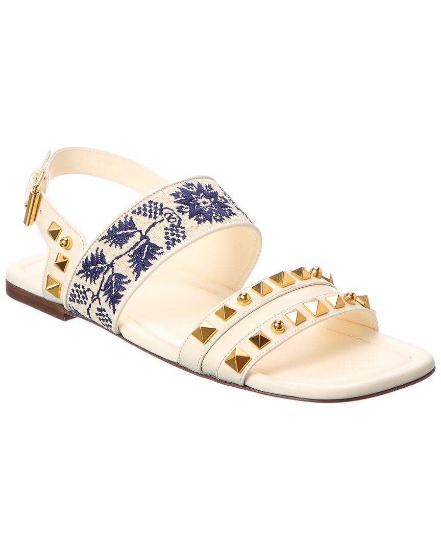 Valentino Rockstud Leather Sandal In White