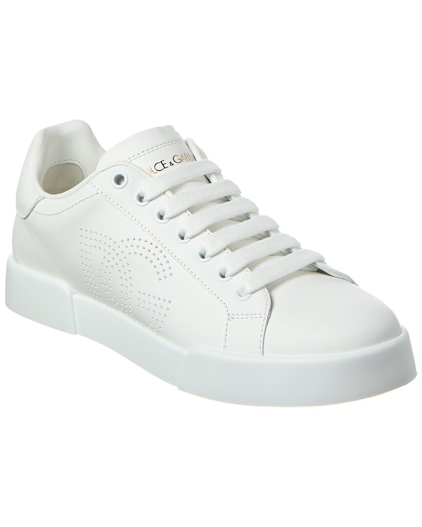 Dolce & Gabbana Leather Sneakers With Perforated Logo Detail