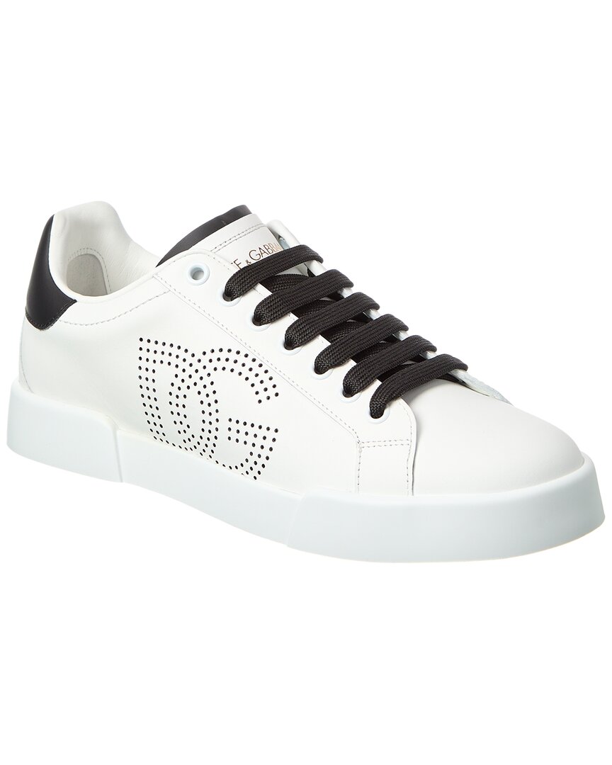 Dolce & Gabbana 'portofino Light' White Sneakers With Perforated Logo On The Side And Logo Patch On The Tongue