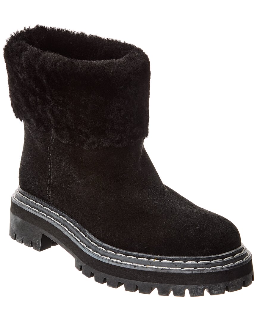 Proenza Schouler Suede & Shearling Boot In Black